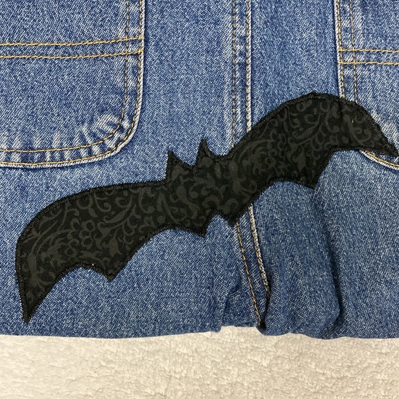 Faded glory denim blue jean Halloween appliqué overalls size 5/6 - Picture 9 of 11